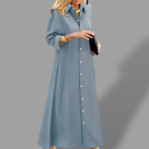 Dresses & Skirts - 🛑BOGO FREE 🆕Chic Full Length Collared Shirt Dress